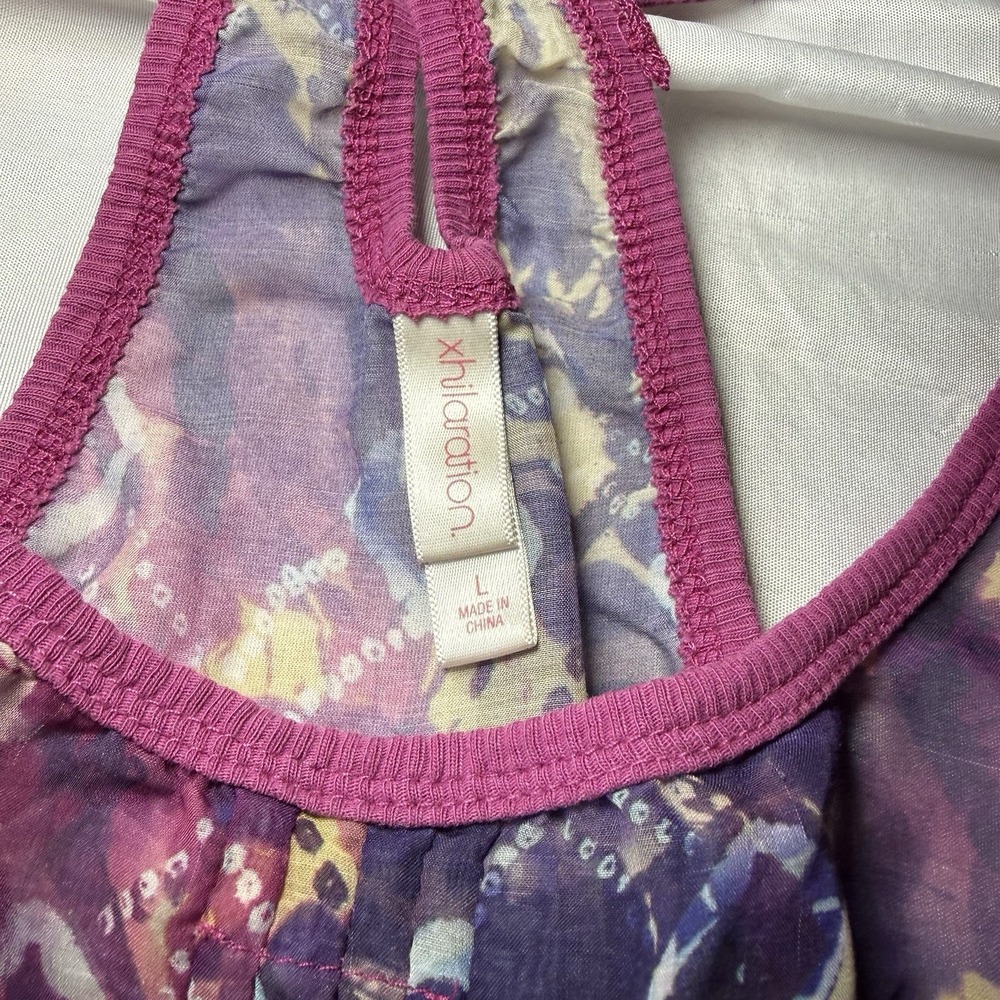 Xhilaration Purple Abstract Sheer Tank Top Racerback Flowy Size L - Picture 3 of 5